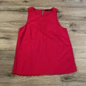 Harve Benard Red Flowy Sleeveless Pleated Blouse